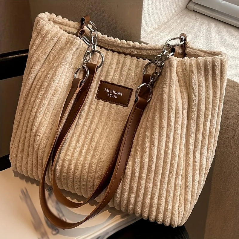 Yvonne - Bolso de hombro pana gran capacidad con cremallera